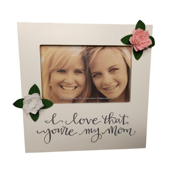 I Love That Youre My Mom Photo Frame 8x8 in Floral Embellishments Easel Back - Picture 2 of 4